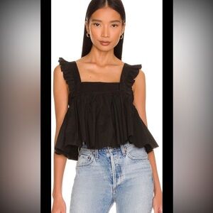 Selkie Black Ruffle apron top babydoll small